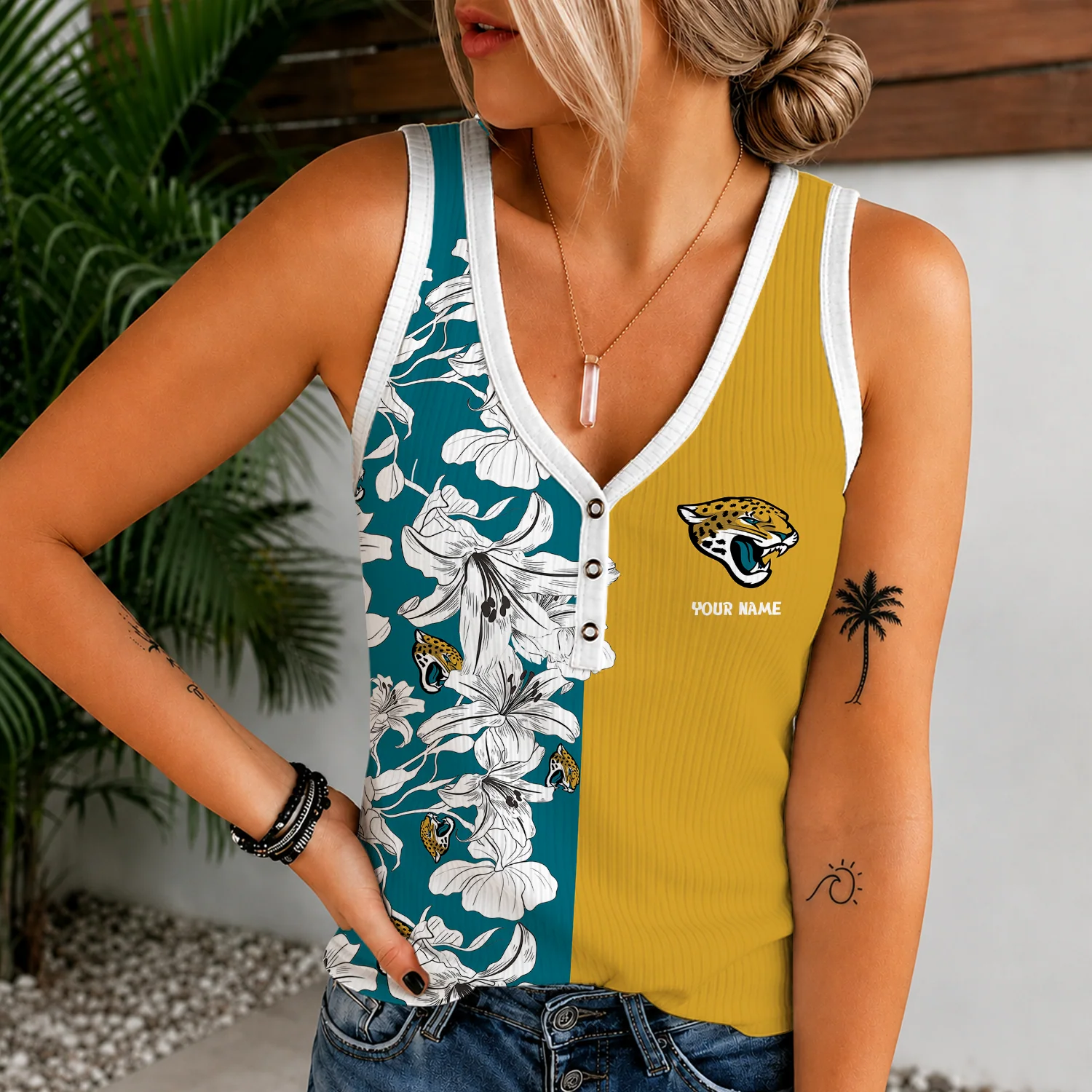 Limited Edition – Customized NFL Jacksonville Jaguars Women’s V-Neck Tank Top