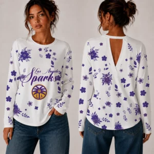 Limited Edition – Customized WNBA Los Angeles Sparks Women’s Back V-Cut Long-Sleeve Shirt