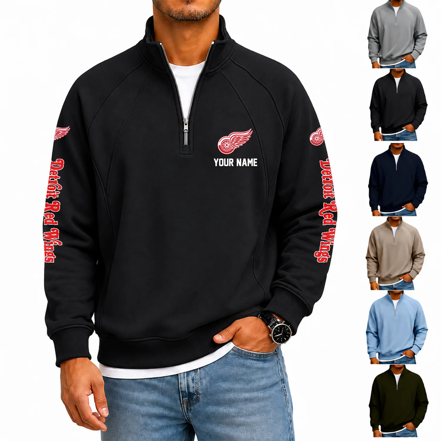 Limited Edition – Customized NHL Detroit Red Wings Men’s Quarter Zip Pullover