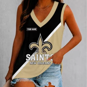 Limited Edition – Customized NFL New Orleans Saints Women’s V-Neck Tank Top