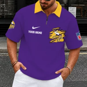 Limited Edition – Customized NFL Minnesota Vikings Quarter-Zip Polo Shirt
