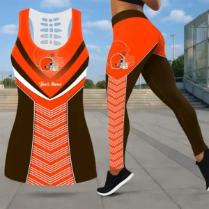 Limited Edition – Customized NFL Cleveland Browns Leggings & Hollow Tank Top Set