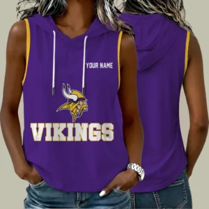 Limited Edition – Customized NFL Minnesota Vikings Women’s Sleeveless Hooded Pocket Tank Top