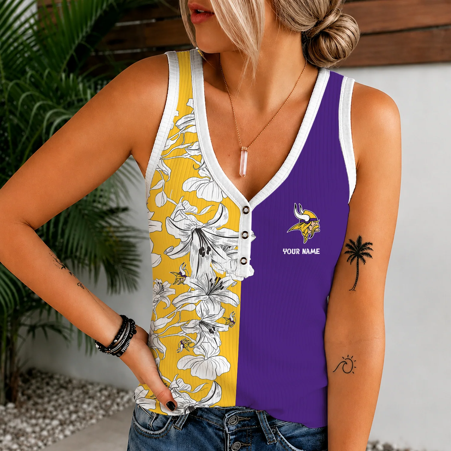 Limited Edition – Customized NFL Minnesota Vikings Women’s V-Neck Tank Top