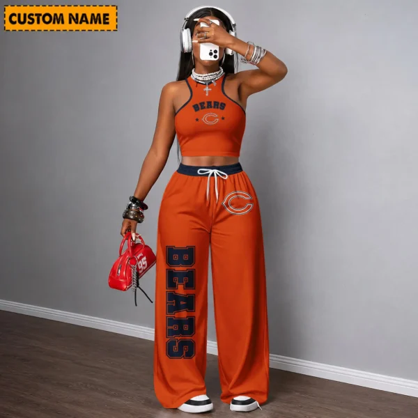 Limited Edition – Customized NFL Chicago Bears Women’s Crop Top & Long Pants Set