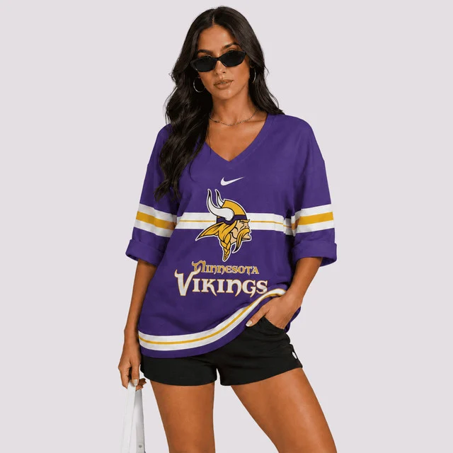 Limited Edition – Customized NFL Minnesota Vikings Women’s Heart V-Neck Long Sleeve Shirt