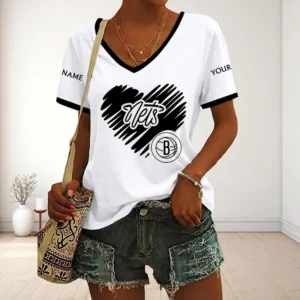 Limited Edition – Customized NBA Brooklyn Nets V-Neck Female Shirt