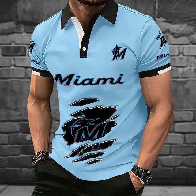 Limited Edition – Customized MLB Miami Marlins Polo Shirt - Image 3