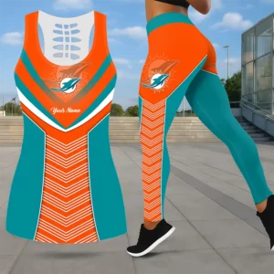 Limited Edition – Customized NFL Miami Dolphins Leggings & Hollow Tank Top Set