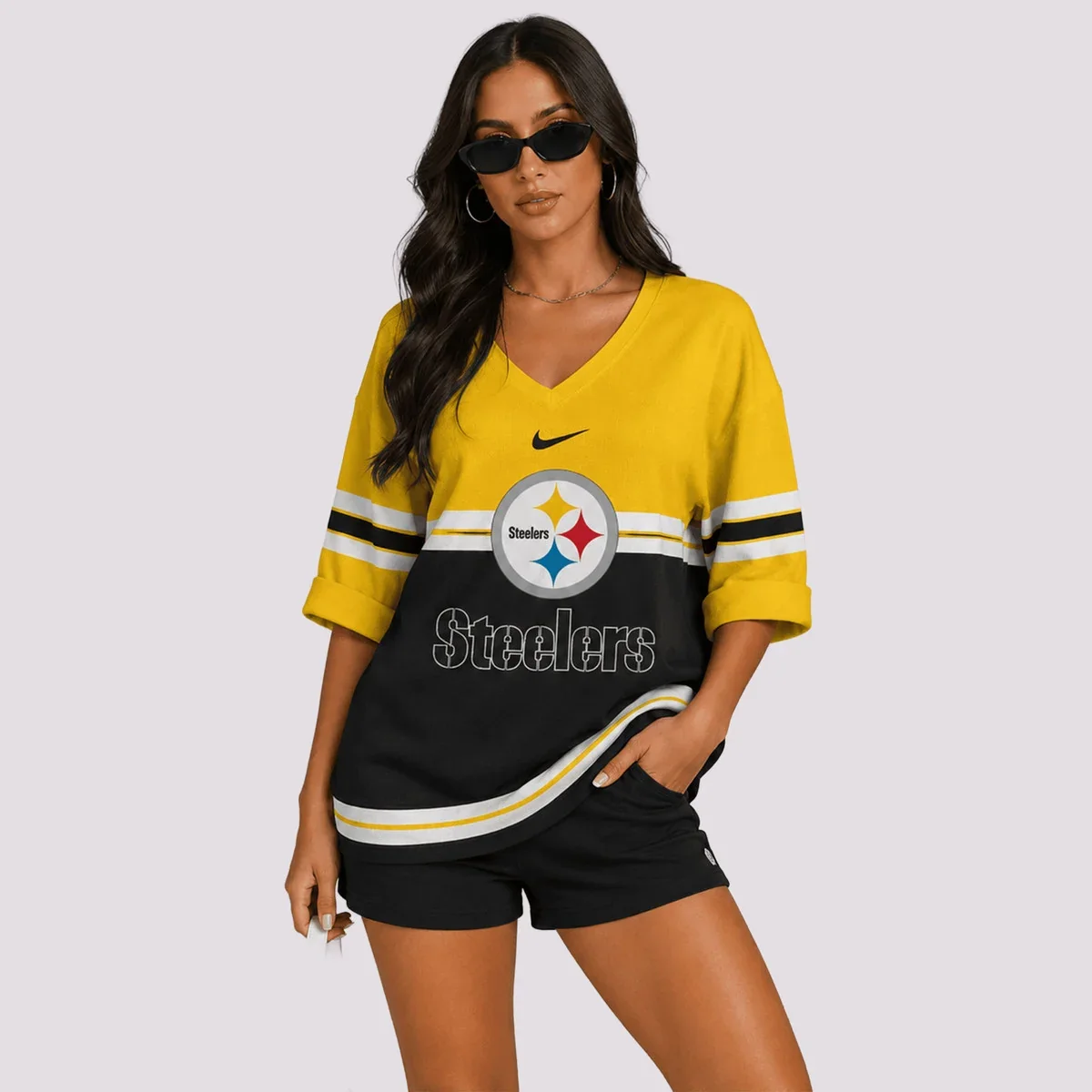Limited Edition – Customized NFL Pittsburgh Steelers Women’s Heart V-Neck Long Sleeve Shirt