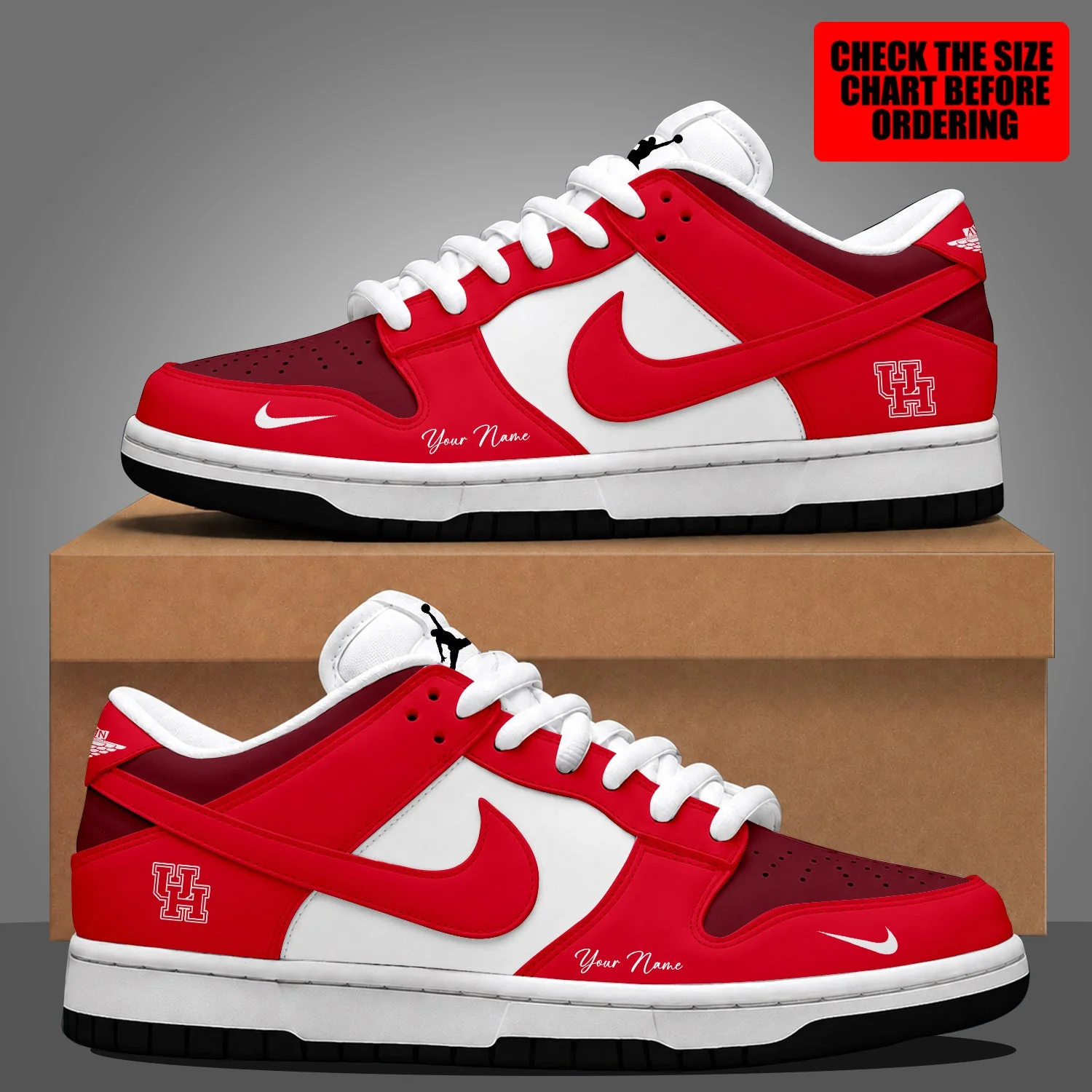 Limited Edition – Customized NCAA Houston Cougars Strappy Dunk Low Shoes