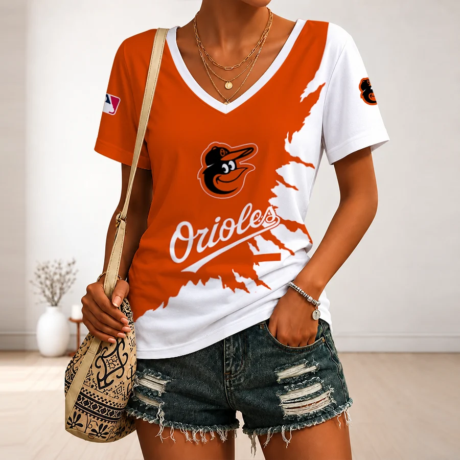 Limited Edition – Customized MLB Baltimore Orioles V-Neck Female Shirt