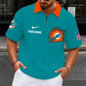 Limited Edition – Customized NFL Miami Dolphins Quarter-Zip Polo Shirt