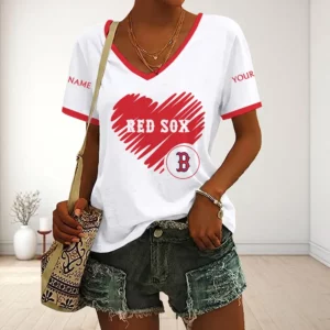 Limited Edition – Customized MLB Boston Red Sox V-Neck Female Shirt