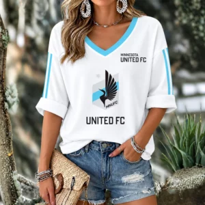 Limited Edition – Customized MLS Minnesota United FC Women’s V-Neck Long Sleeve Shirt