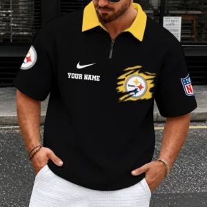 Limited Edition – Customized NFL Pittsburgh Steelers Quarter-Zip Polo Shirt