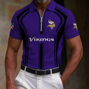 Limited Edition – Customized NFL Minnesota Vikings Zip Polo Shirt
