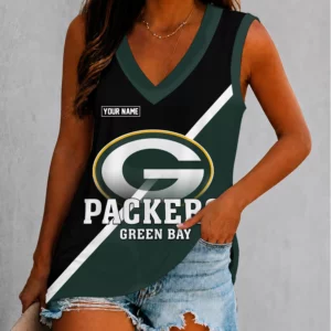 Limited Edition – Customized NFL Green Bay Packers Women’s V-Neck Tank Top