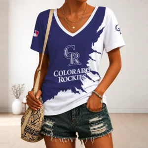 Limited Edition – Customized MLB Colorado Rockies V-Neck Female Shirt