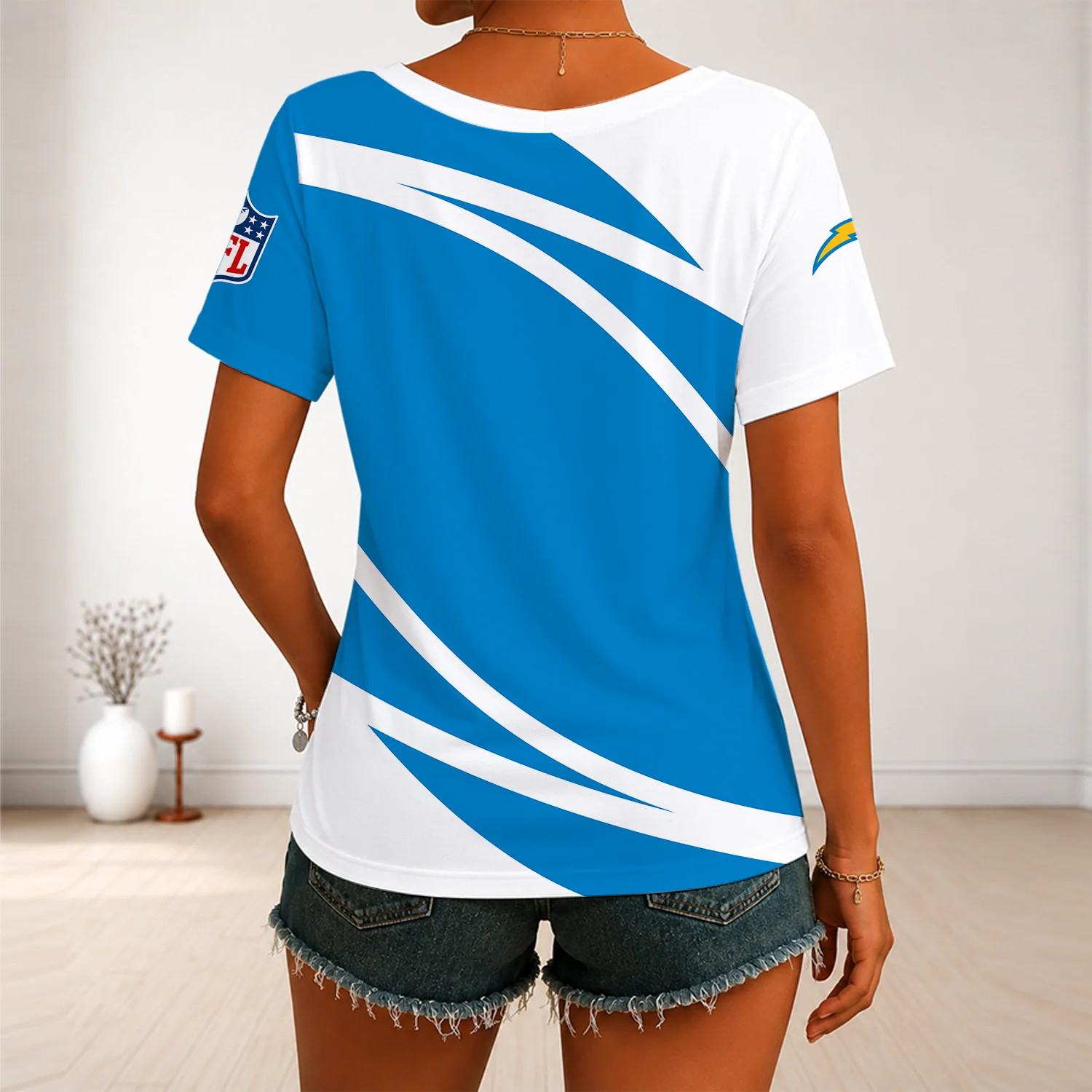 Limited Edition – Customized NFL Los Angeles Chargers V-Neck Female Shirt - Image 2