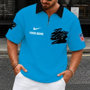 Limited Edition – Customized NFL Carolina Panthers Quarter-Zip Polo Shirt
