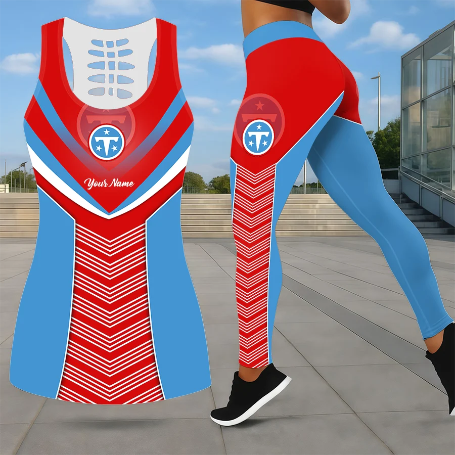 Limited Edition – Customized NFL Tennessee Titans Leggings & Hollow Tank Top Set