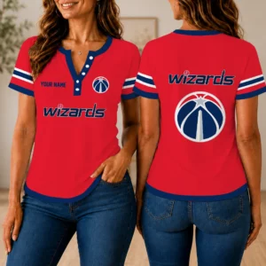 Limited Edition – Customized NBA Washington Wizards Women’s Short Sleeve Henley T-Shirt