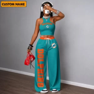Limited Edition – Customized NFL Miami Dolphins Women’s Crop Top & Long Pants Set