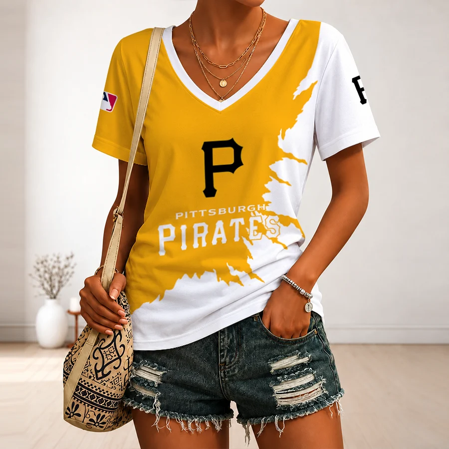 Limited Edition – Customized MLB Pittsburgh Pirates V-Neck Female Shirt