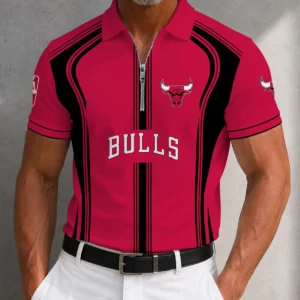 Limited Edition – Customized NBA Chicago Bulls Zip Polo Shirt