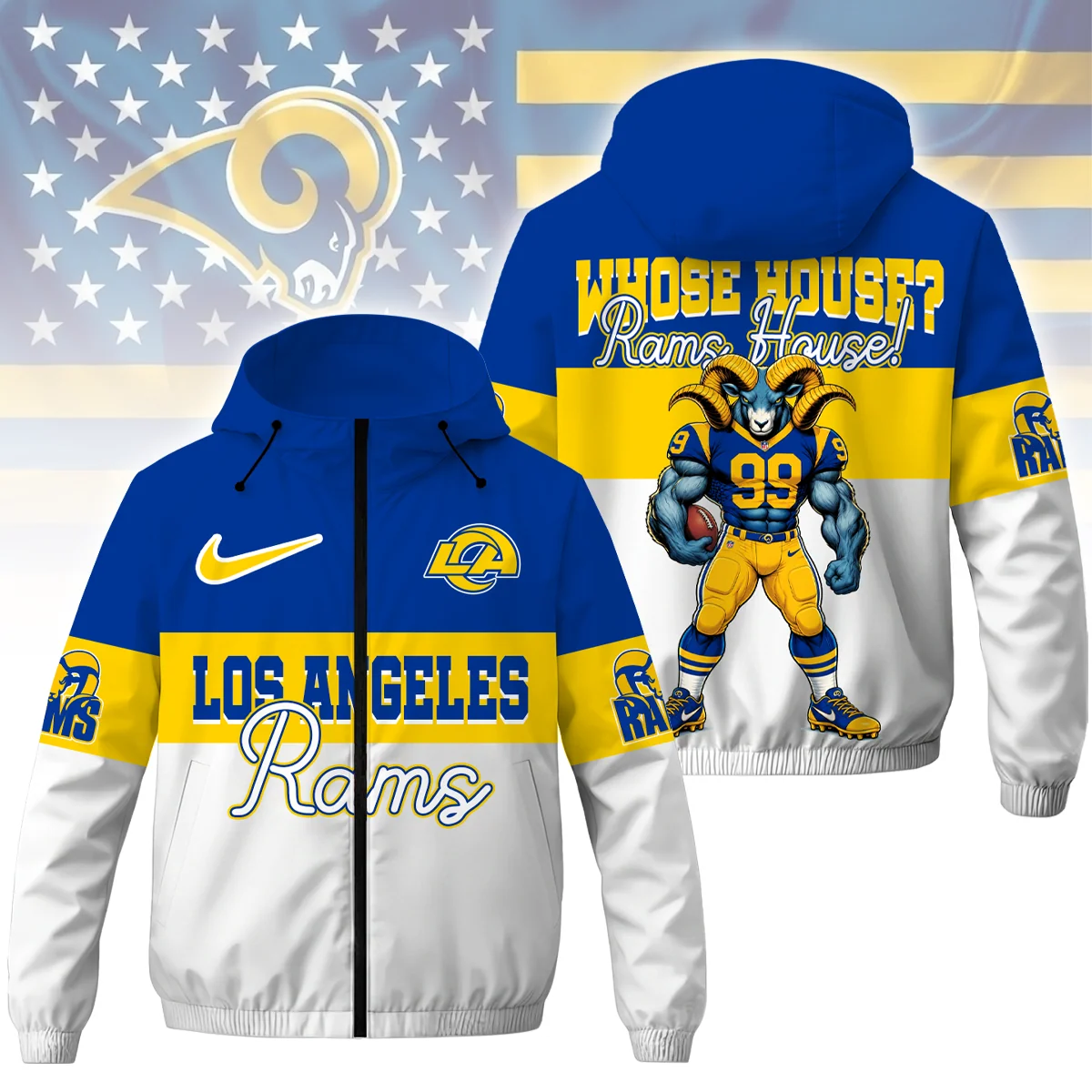 Limited Edition – Customized NFL Los Angeles Rams Windbreaker Jacket