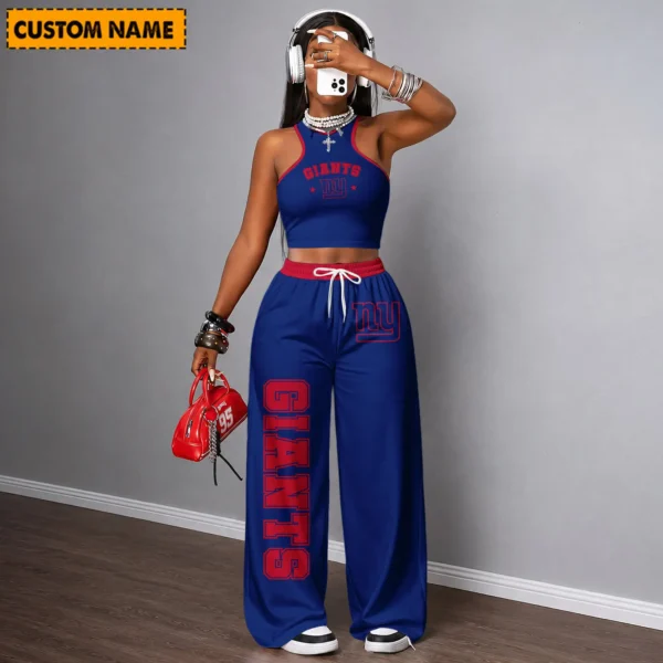 Limited Edition – Customized NFL New York Giants Women’s Crop Top & Long Pants Set