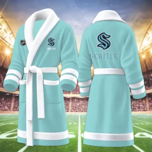 Limited Edition – Customized NHL Seattle Kraken Multicolor Fleece Bathrobe