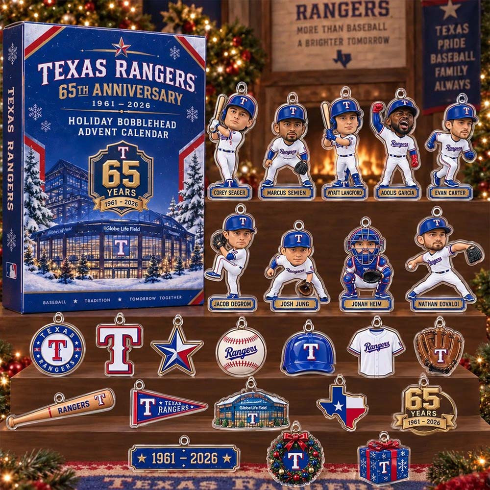 Texas Rangers 65th Anniversary Bobblehead Advent Calendar 2026 24 Days Christmas Countdown Gift