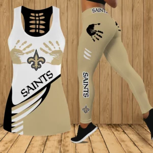 Limited Edition – Customized NFL New Orleans Saints Hollow Tank Top & Leggings Set