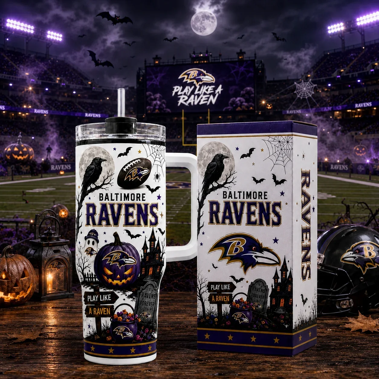 Limited Edition – Customized NFL Baltimore Ravens Halloween 40Oz Tumbler