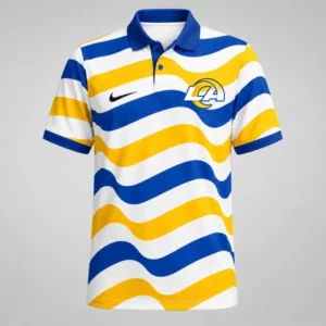 Limited Edition – Customized NFL Los Angeles Rams Striped Polo Shirt
