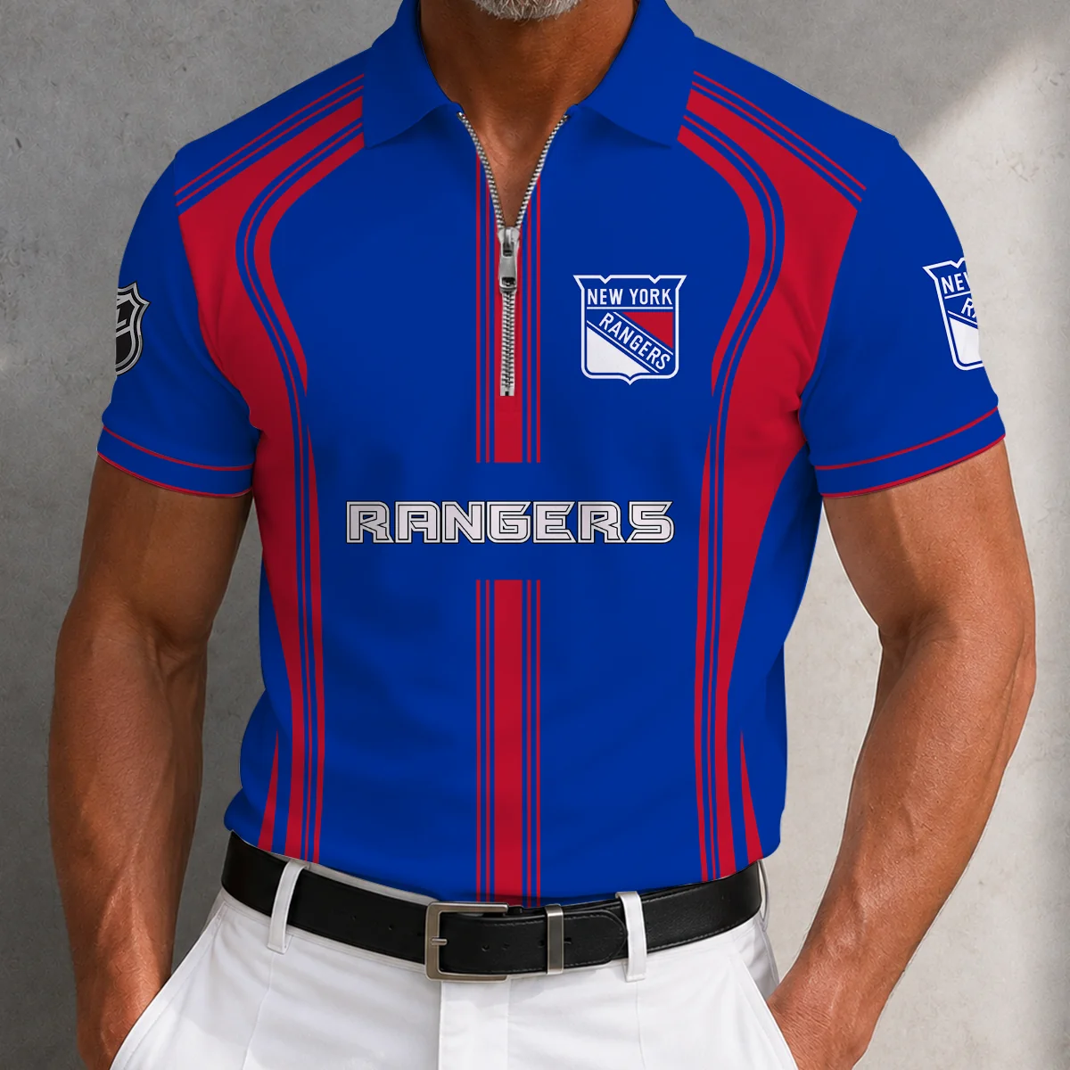 Limited Edition – Customized NHL New York Rangers Zipper Polo Shirt
