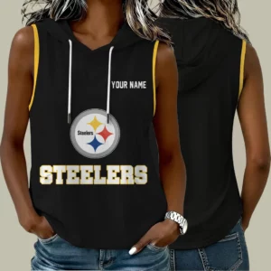 Limited Edition – Customized NFL Pittsburgh Steelers Women’s Sleeveless Hooded Pocket Tank Top