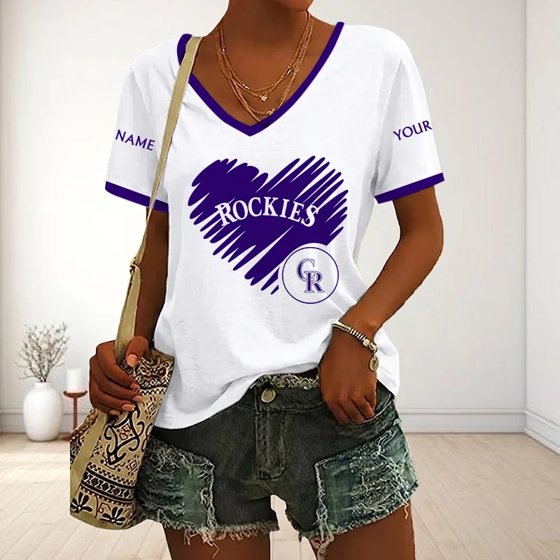 Limited Edition – Customized MLB Colorado Rockies V-Neck Female Shirt