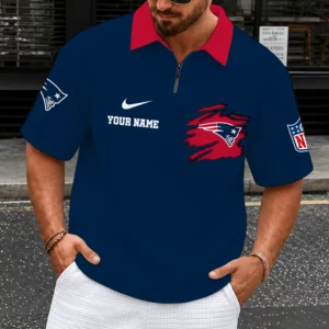 Limited Edition – Customized NFL New England Patriots Quarter-Zip Polo Shirt