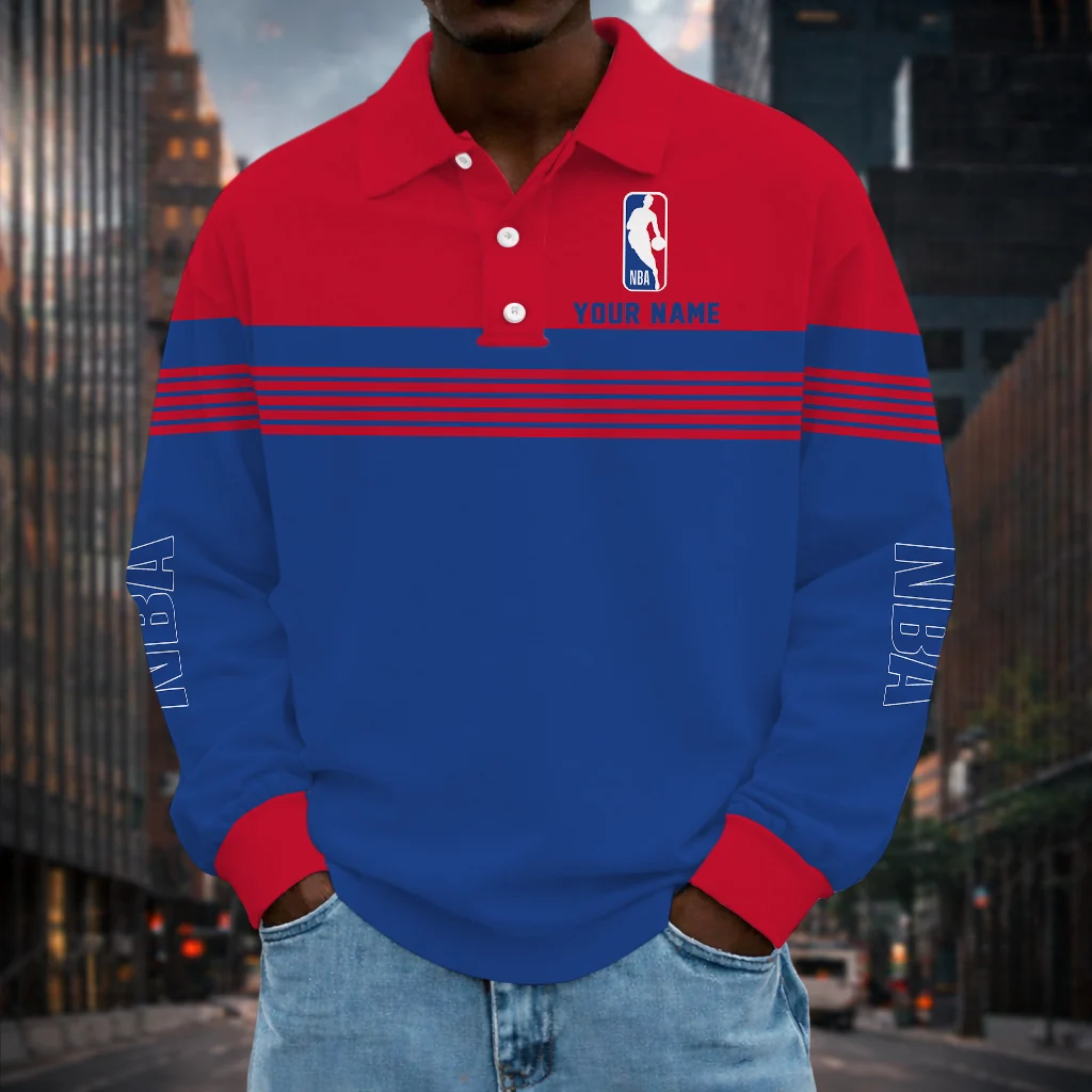 Limited Edition – Customized NBA National Basketball Association Men Long Sleeve Polo Shirt
