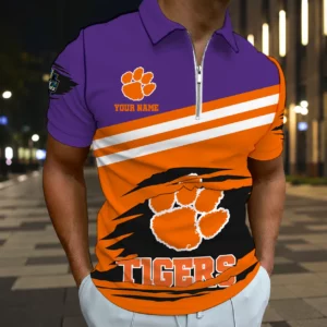 Limited Edition – Customized NCAA Clemson Tigers Zip Polo Shirt