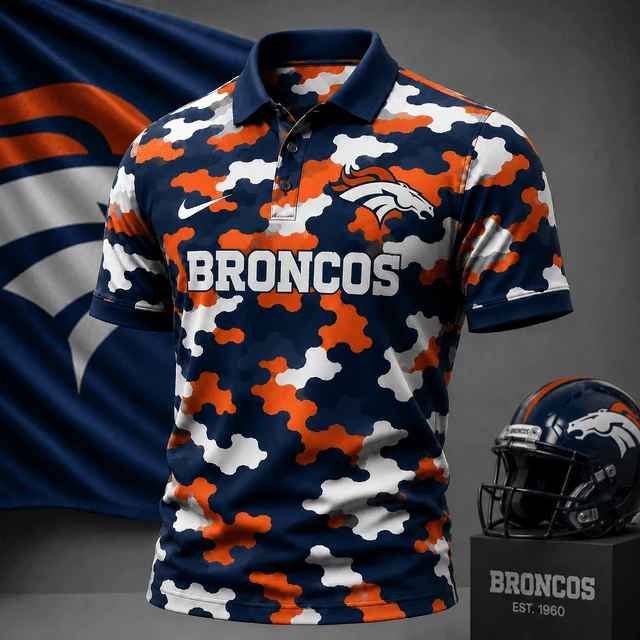 Limited Edition – Customized NFL Denver Broncos Camo Polo Shirt