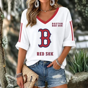 Limited Edition – Customized MLB Boston Red Sox Women’s Heart V-Neck Long Sleeve Shirt