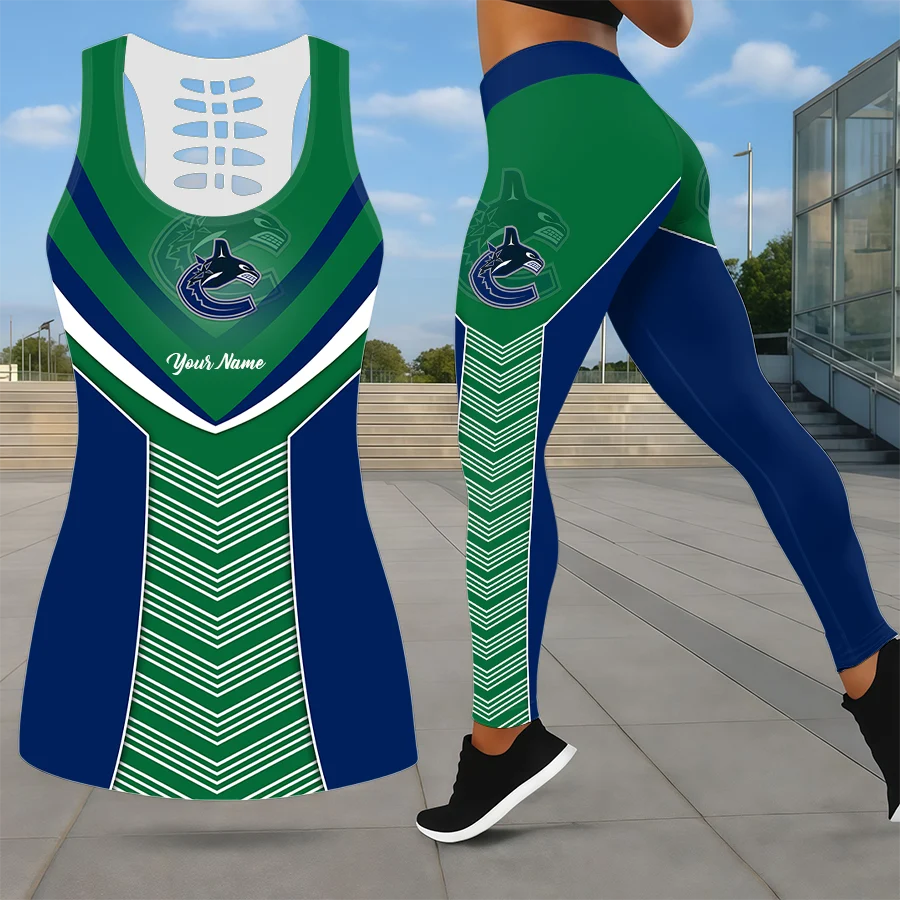 Limited Edition – Customized NHL Vancouver Canucks Leggings & Hollow Tank Top Set