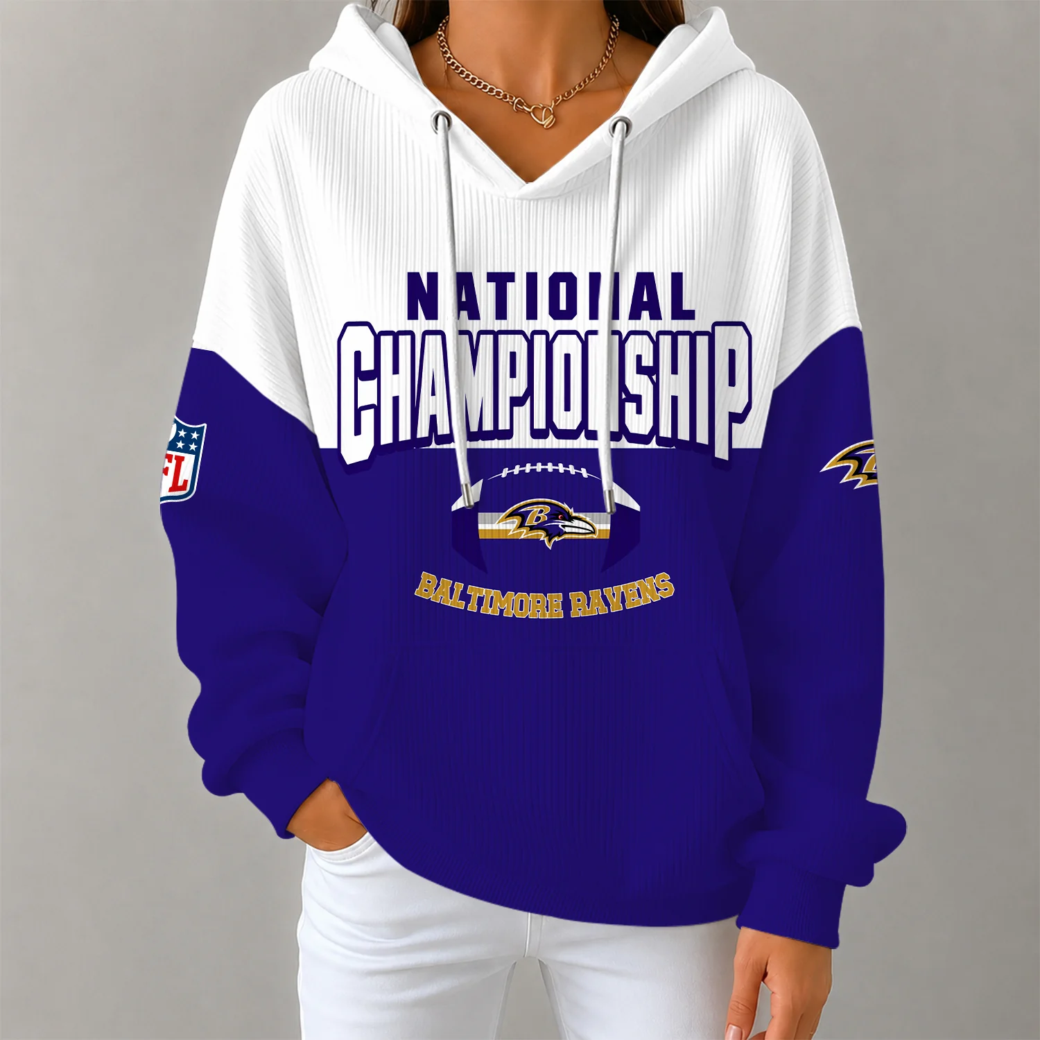 Limited Edition – Customized NFL Baltimore Ravens Ribbed Hoodie & Sweatshirt