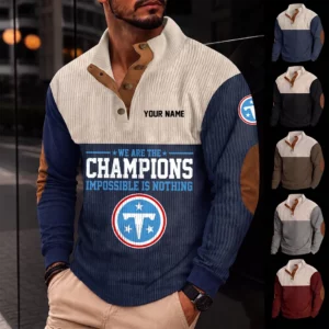 Limited Edition – Customized NFL Tennessee Titans Button Sweatshirts Stand Collar