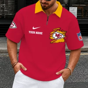 Limited Edition – Customized NFL Kansas City Chiefs Quarter-Zip Polo Shirt