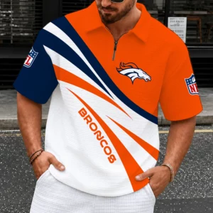 Limited Edition – Customized NFL Denver Broncos Quarter-Zip Polo Shirt
